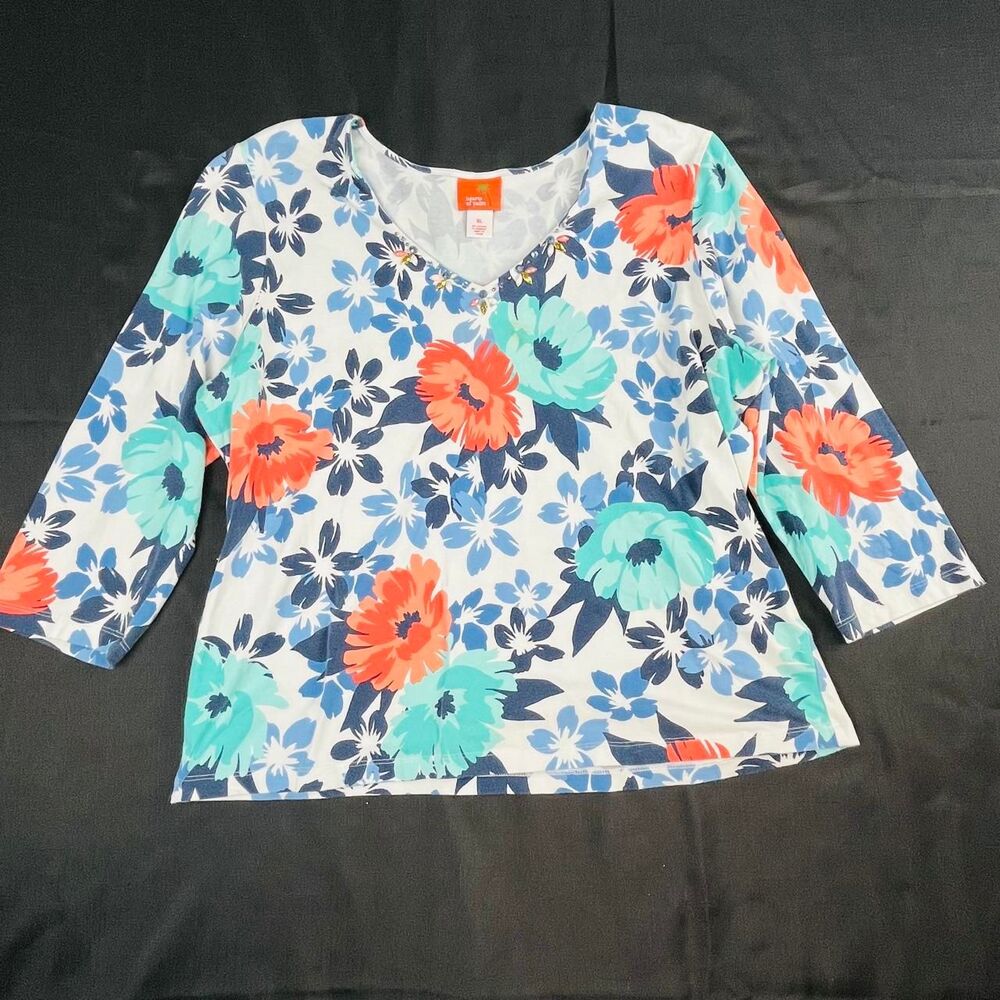HEARTS OF PALM Women's multi Blouse XL